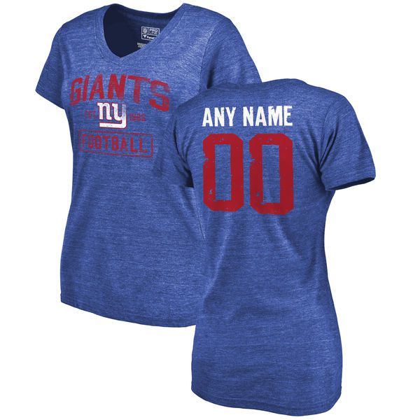 Women New York Giants NFL Pro Line by Fanatics Branded Royal Distressed Custom Name and Number Tri-Blend T-Shirt